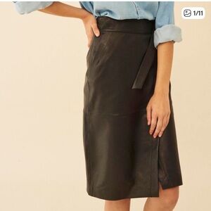 ba&sh Black Leather wrap skirt